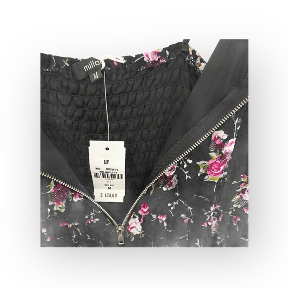new LF Millau ♥︎ Floral Print Lace Babydoll Dress ♥︎ Black ♥︎ Med ♥︎ with Tags - Picture 9 of 16